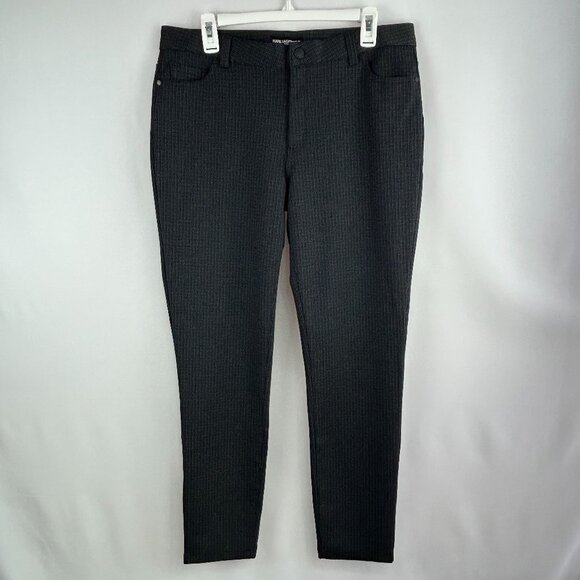 Karl Lagerfeld quiet-luxury dark grey micro-houndstooth pants – Women’s 12 - Picture 2 of 9